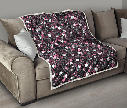 Cute Girly Heart Pattern Print Quilt