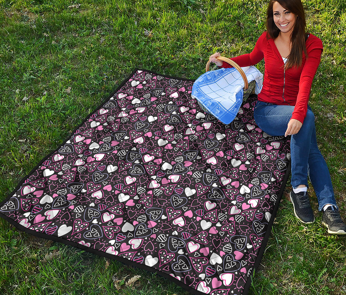 Cute Girly Heart Pattern Print Quilt
