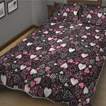 Cute Girly Heart Pattern Print Quilt Bed Set