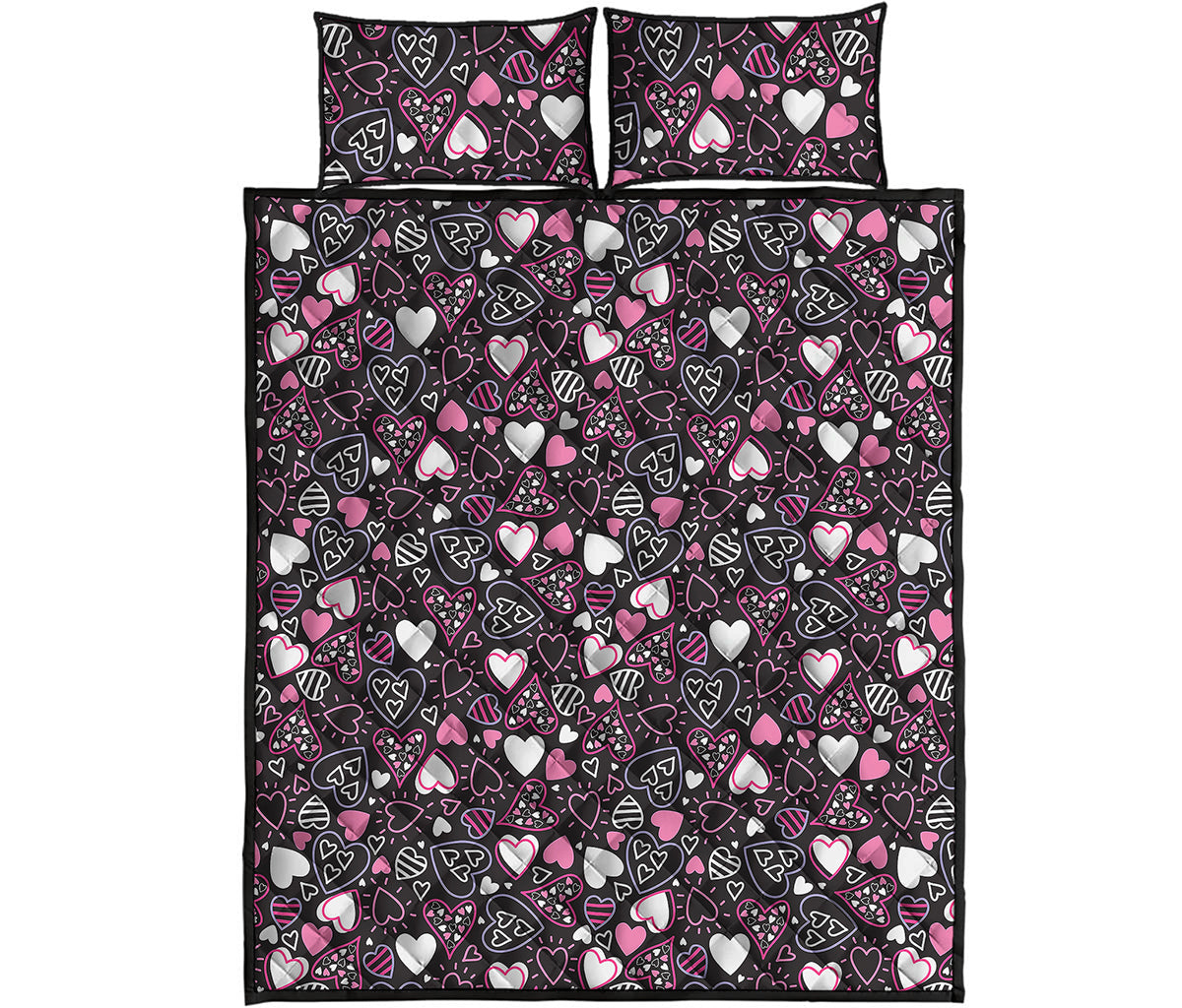 Cute Girly Heart Pattern Print Quilt Bed Set
