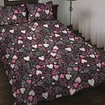 Cute Girly Heart Pattern Print Quilt Bed Set