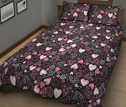 Cute Girly Heart Pattern Print Quilt Bed Set