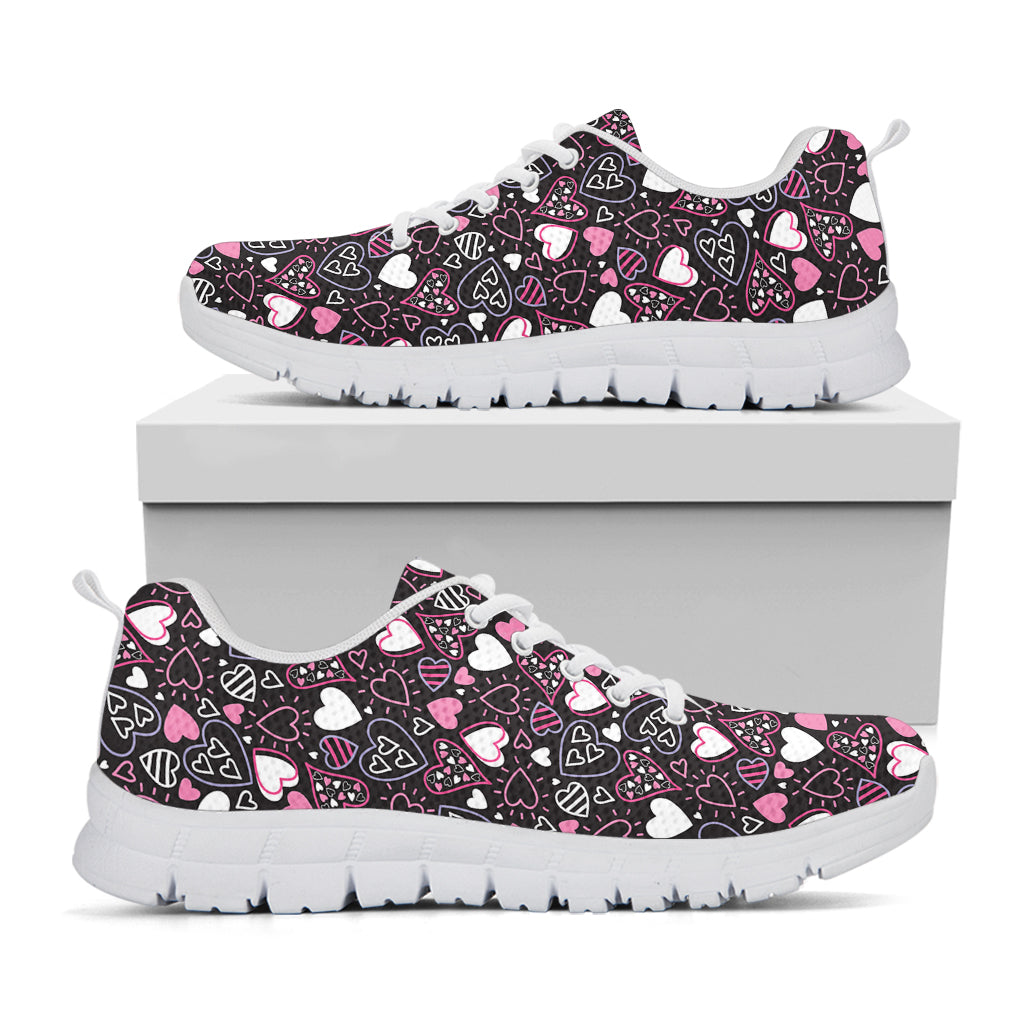 Cute Girly Heart Pattern Print White Sneakers