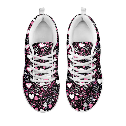 Cute Girly Heart Pattern Print White Sneakers