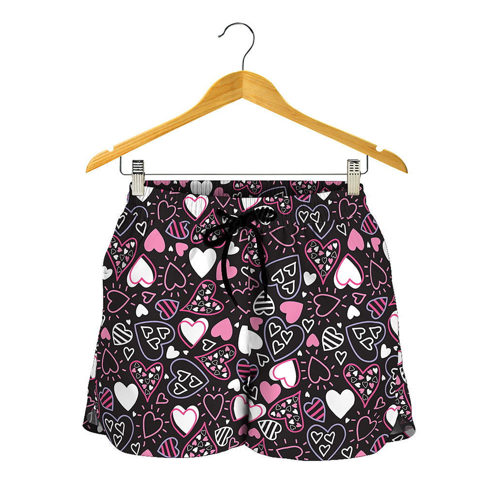 Cute Girly Heart Pattern Print Women's Shorts