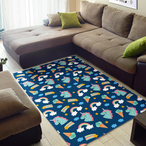 Cute Girly Unicorn Pattern Print Area Rug GearFrost