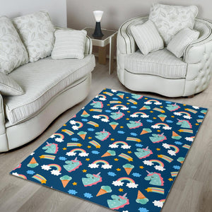 Cute Girly Unicorn Pattern Print Area Rug GearFrost