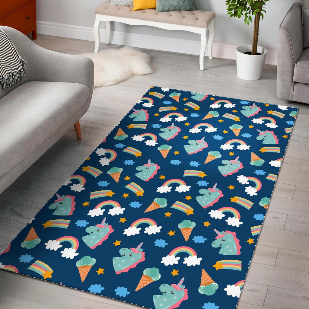 Cute Girly Unicorn Pattern Print Area Rug GearFrost