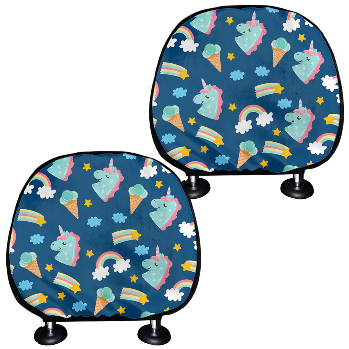 Cute Girly Unicorn Pattern Print Car Headrest Covers