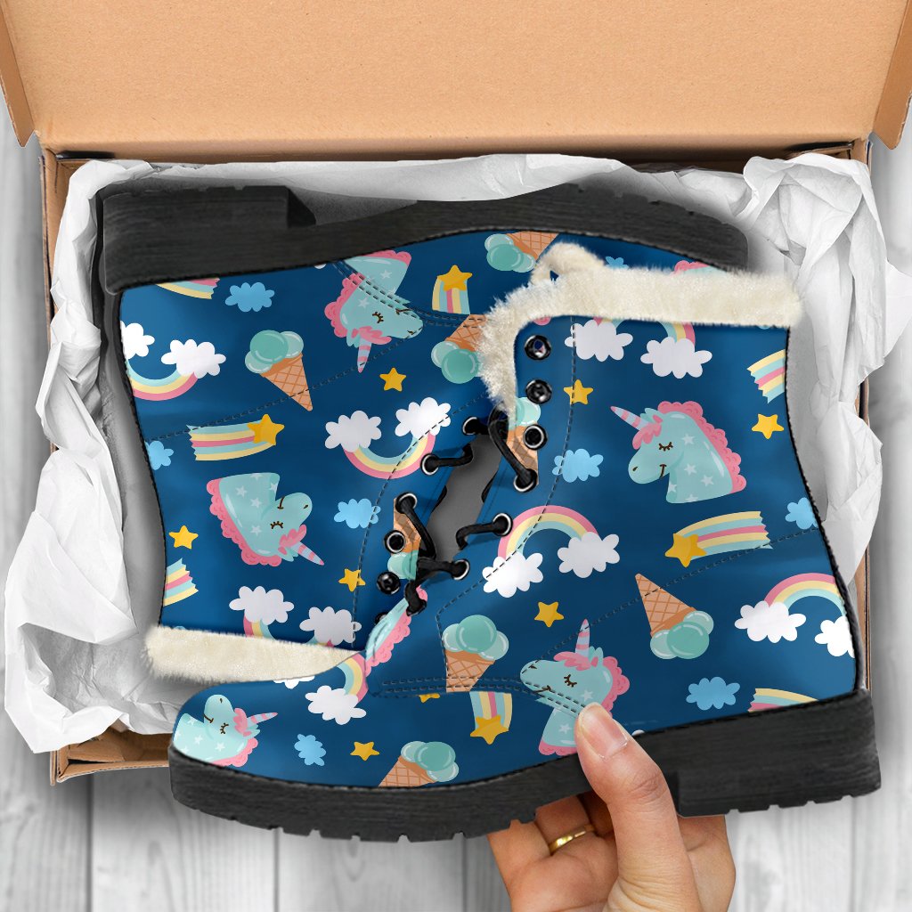 Cute Girly Unicorn Pattern Print Comfy Boots GearFrost