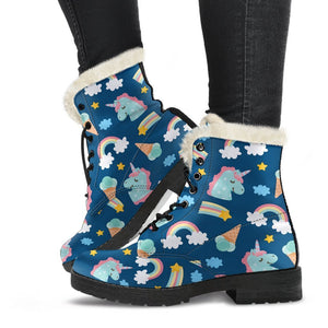 Cute Girly Unicorn Pattern Print Comfy Boots GearFrost