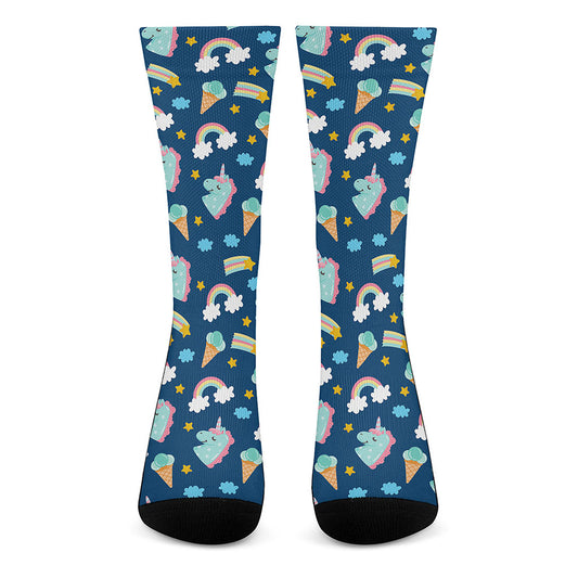 Cute Girly Unicorn Pattern Print Crew Socks