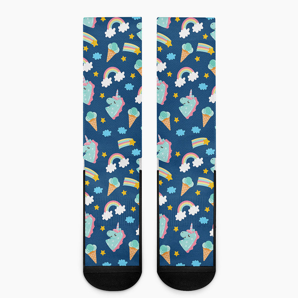 Cute Girly Unicorn Pattern Print Crew Socks