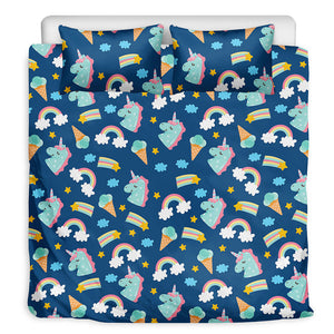 Cute Girly Unicorn Pattern Print Duvet Cover Bedding Set