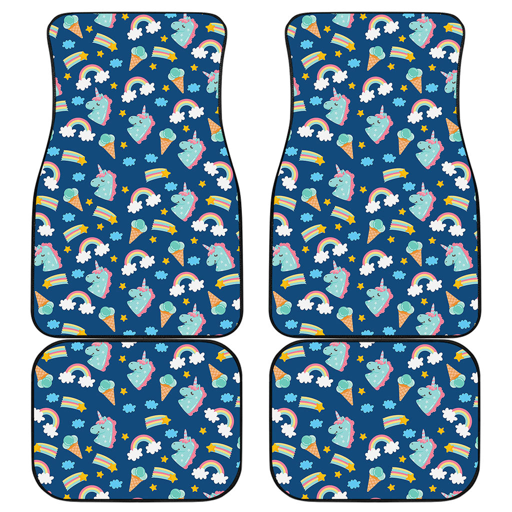 Cute Girly Unicorn Pattern Print Front and Back Car Floor Mats