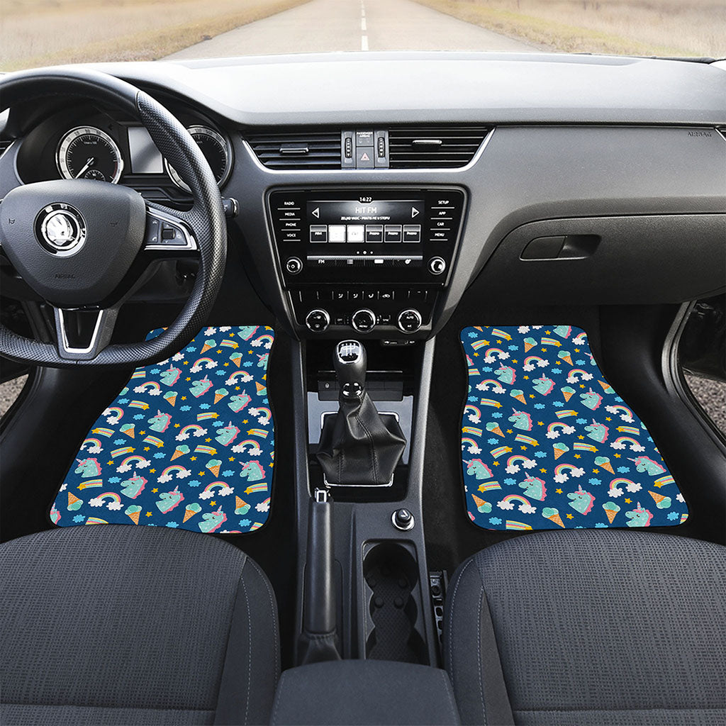 Cute Girly Unicorn Pattern Print Front and Back Car Floor Mats