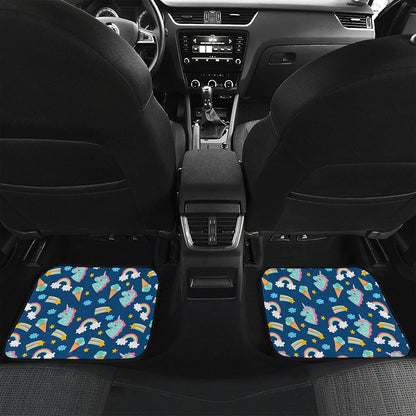 Cute Girly Unicorn Pattern Print Front and Back Car Floor Mats