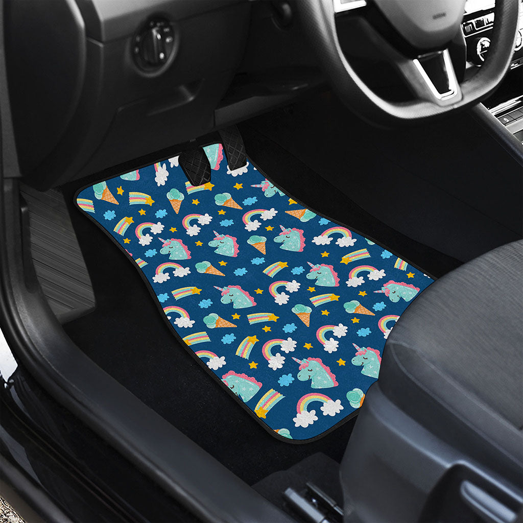 Cute Girly Unicorn Pattern Print Front and Back Car Floor Mats