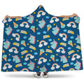 Cute Girly Unicorn Pattern Print Hooded Blanket