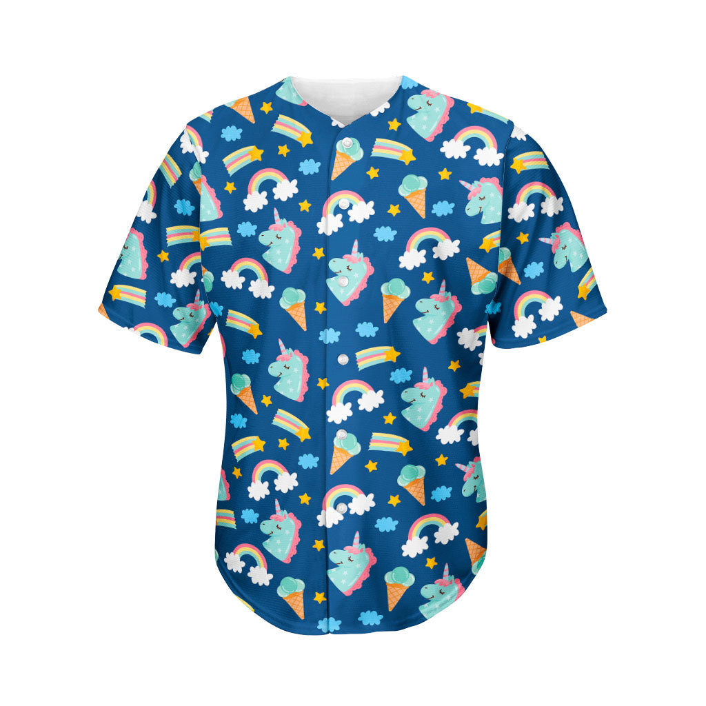 Cute Girly Unicorn Pattern Print Men's Baseball Jersey