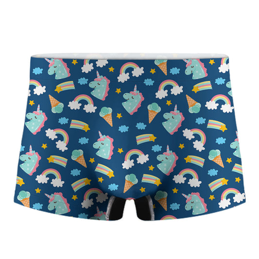 Cute Girly Unicorn Pattern Print Men's Boxer Briefs