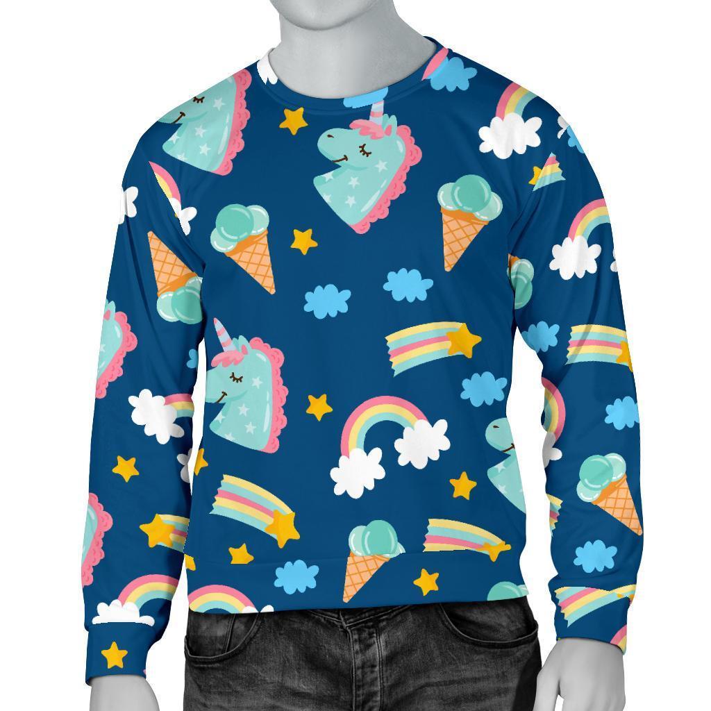 Cute Girly Unicorn Pattern Print Men's Crewneck Sweatshirt GearFrost