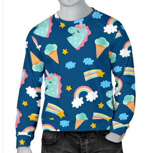 Cute Girly Unicorn Pattern Print Men's Crewneck Sweatshirt GearFrost