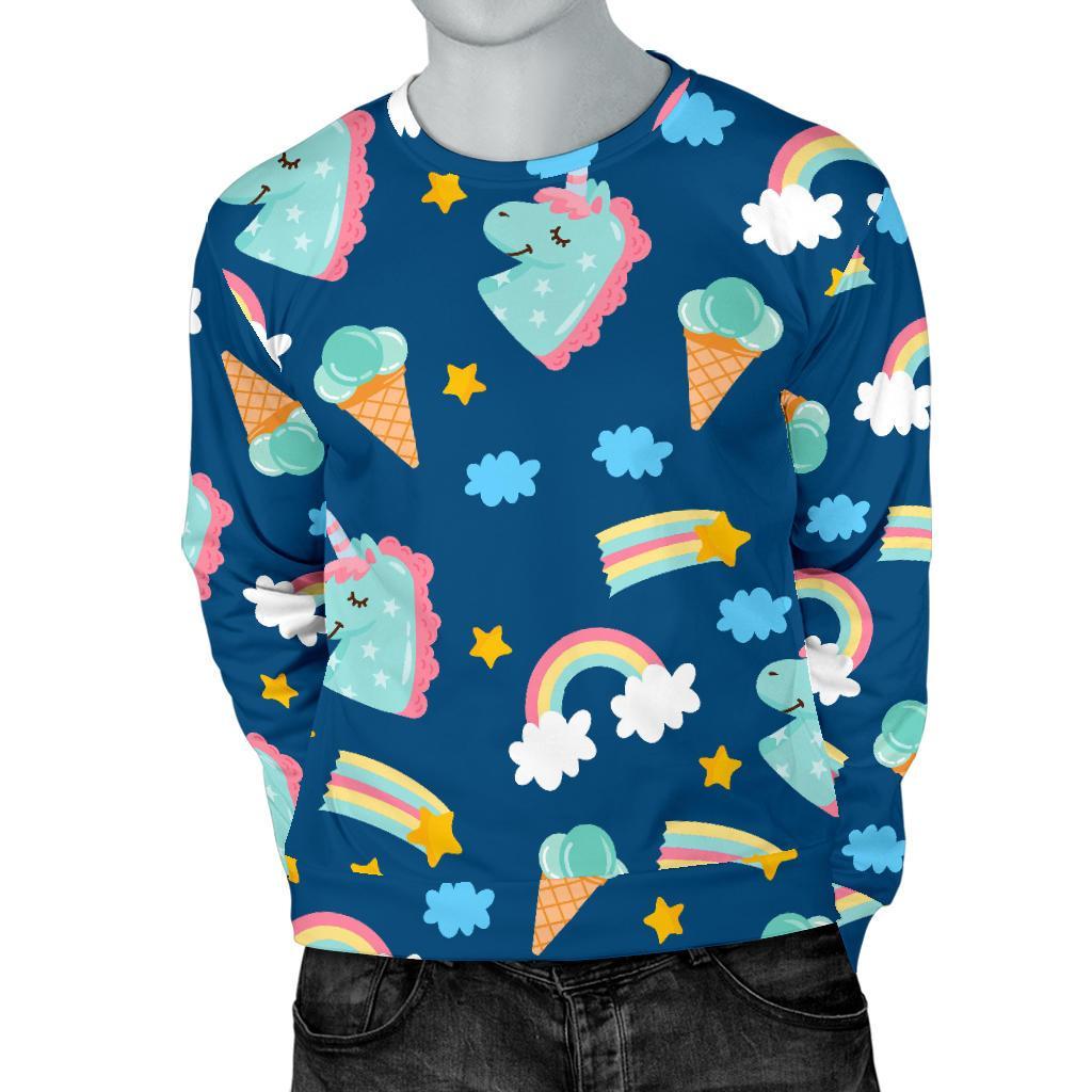 Cute Girly Unicorn Pattern Print Men's Crewneck Sweatshirt GearFrost