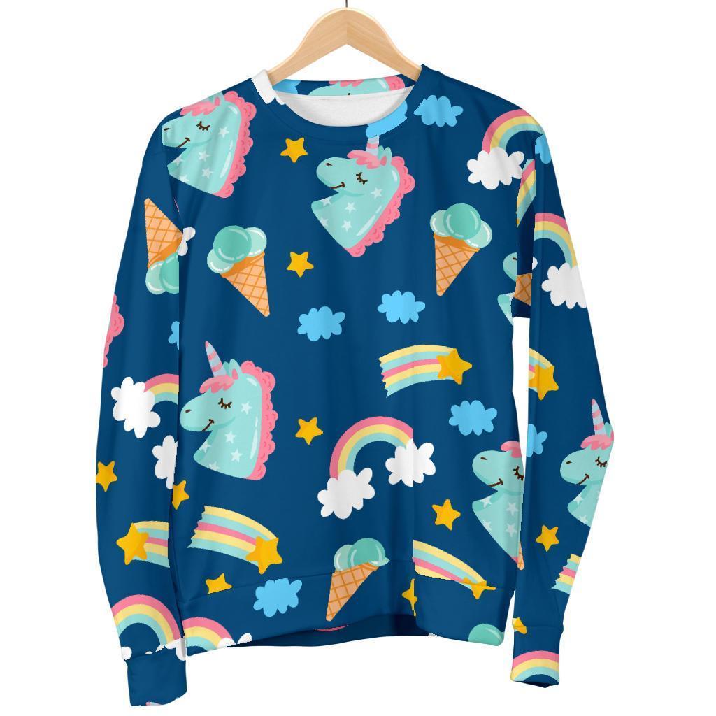 Cute Girly Unicorn Pattern Print Men's Crewneck Sweatshirt GearFrost