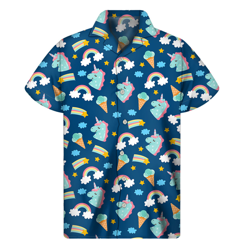 Cute Girly Unicorn Pattern Print Men's Short Sleeve Shirt