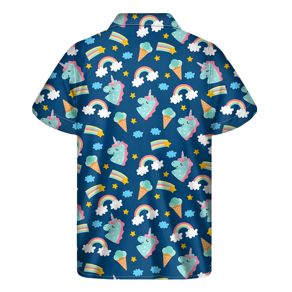 Cute Girly Unicorn Pattern Print Men's Short Sleeve Shirt