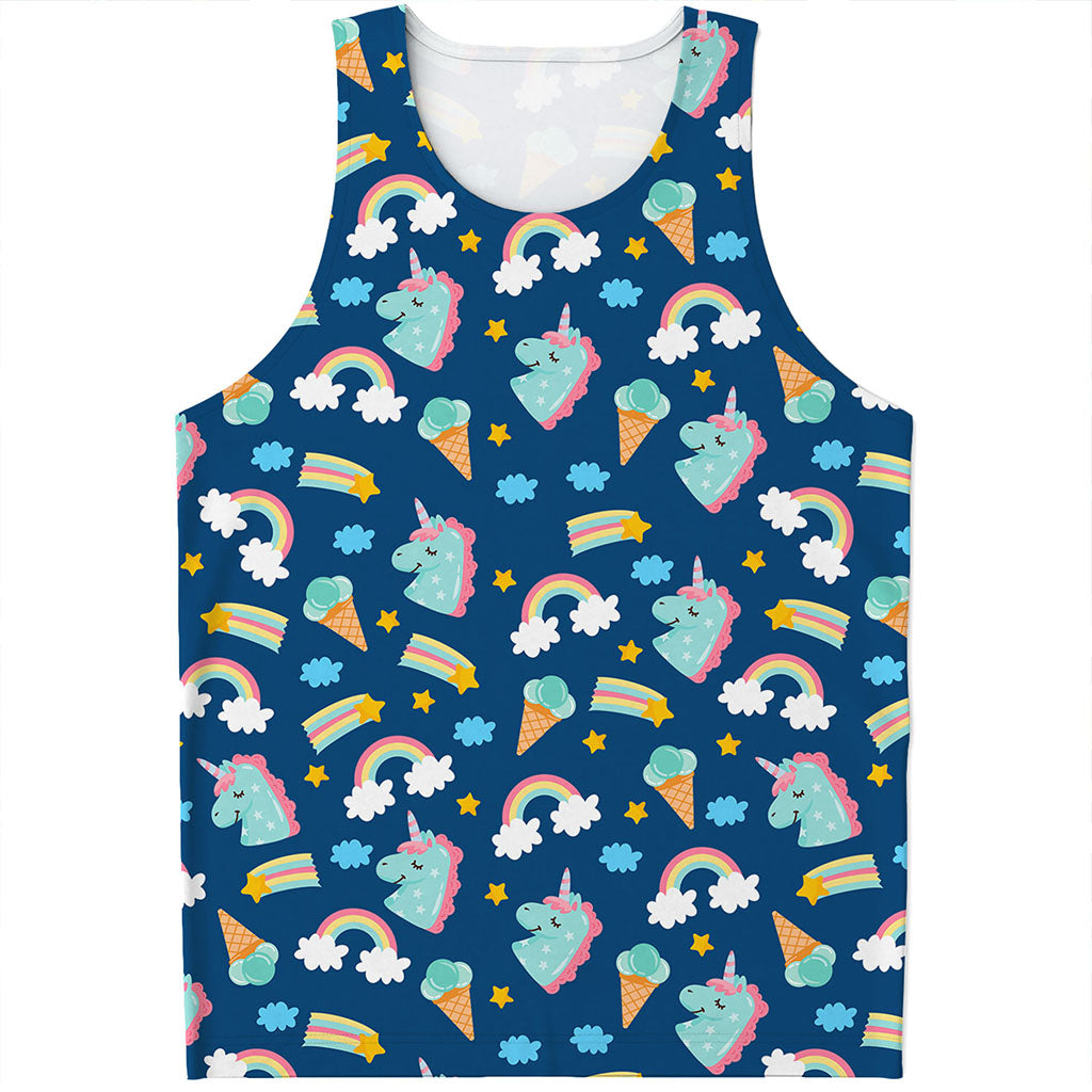 Cute Girly Unicorn Pattern Print Men's Tank Top