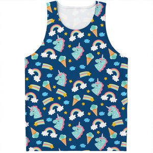 Cute Girly Unicorn Pattern Print Men's Tank Top