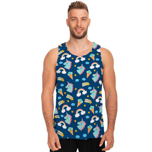 Cute Girly Unicorn Pattern Print Men's Tank Top