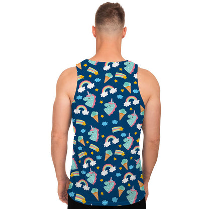 Cute Girly Unicorn Pattern Print Men's Tank Top