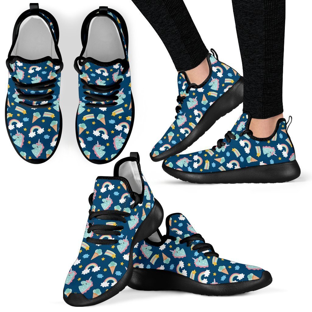 Cute Girly Unicorn Pattern Print Mesh Knit Shoes GearFrost