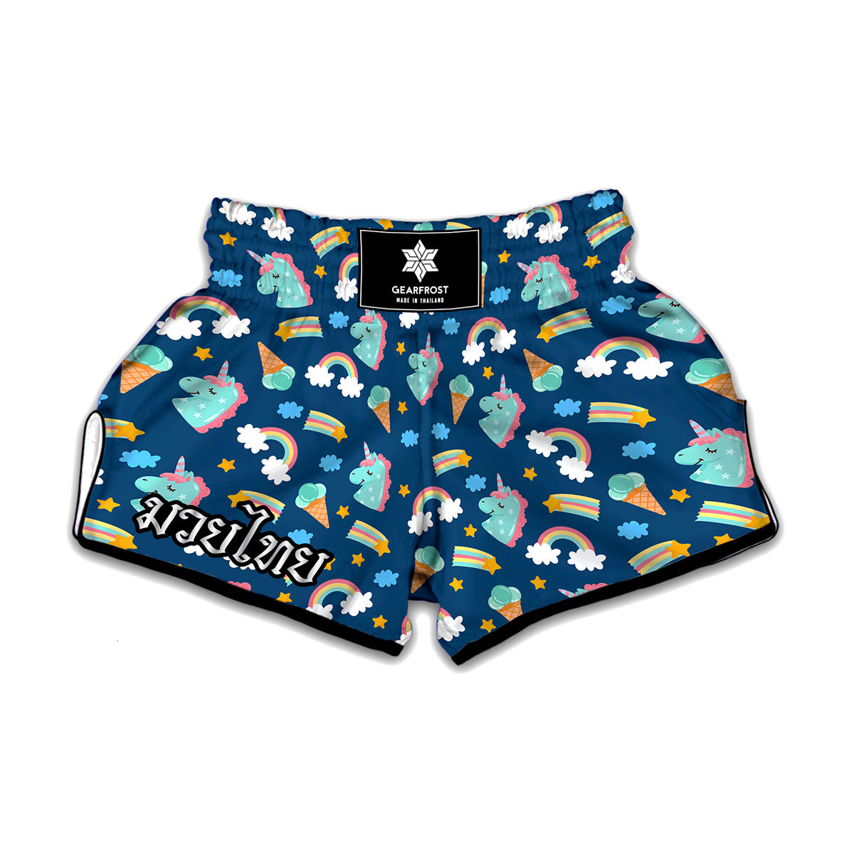 Cute Girly Unicorn Pattern Print Muay Thai Boxing Shorts