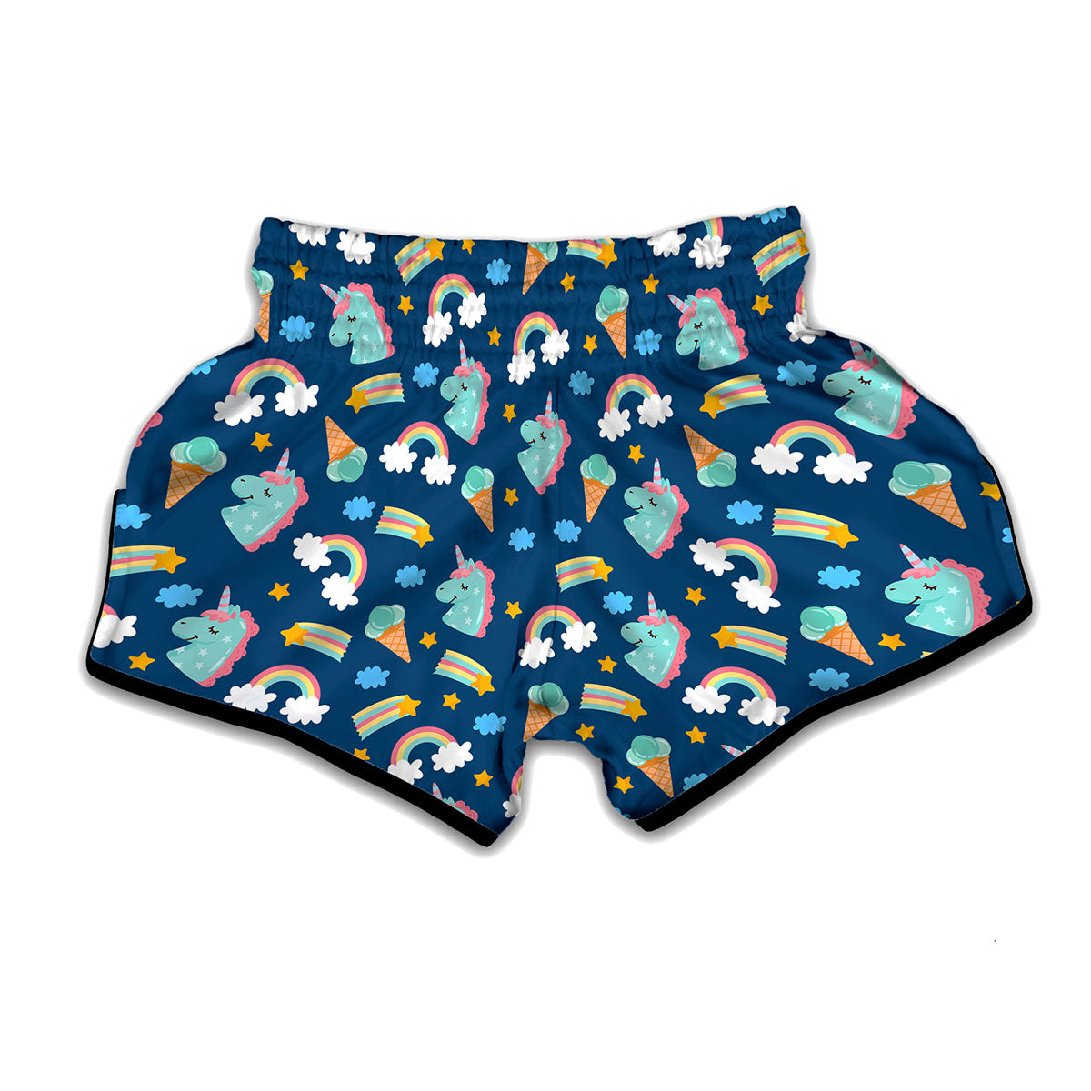 Cute Girly Unicorn Pattern Print Muay Thai Boxing Shorts
