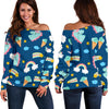 Cute Girly Unicorn Pattern Print Off Shoulder Sweatshirt GearFrost