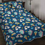 Cute Girly Unicorn Pattern Print Quilt Bed Set