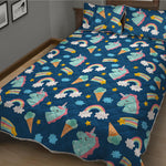 Cute Girly Unicorn Pattern Print Quilt Bed Set