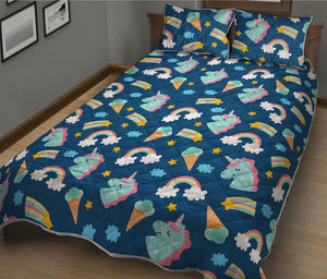 Cute Girly Unicorn Pattern Print Quilt Bed Set