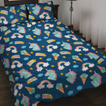 Cute Girly Unicorn Pattern Print Quilt Bed Set