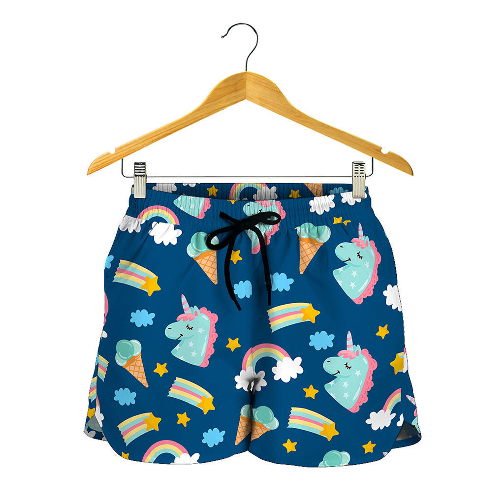 Cute Girly Unicorn Pattern Print Women's Shorts