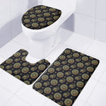 Cute Gold Boho Elephant Pattern Print 3 Piece Bath Mat Set