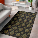 Cute Gold Boho Elephant Pattern Print Area Rug