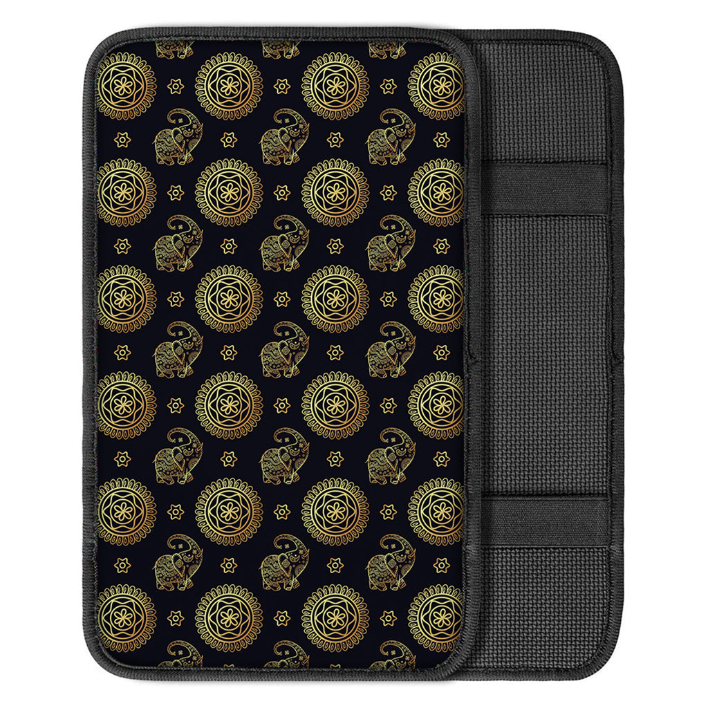 Cute Gold Boho Elephant Pattern Print Car Center Console Cover
