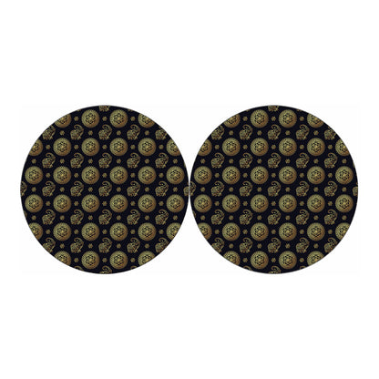 Cute Gold Boho Elephant Pattern Print Car Coasters