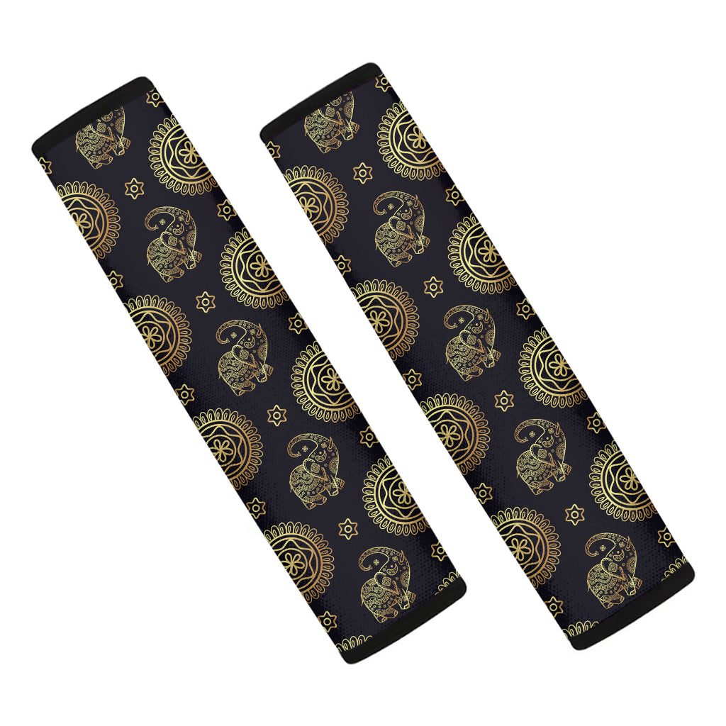 Cute Gold Boho Elephant Pattern Print Car Seat Belt Covers