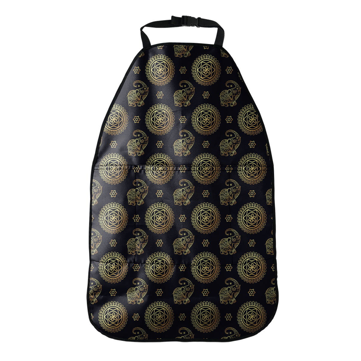 Cute Gold Boho Elephant Pattern Print Car Seat Organizers